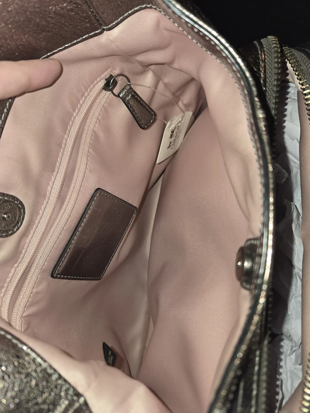 Coach Madison Crackled Metallic Leather Maggie Bag W/Original Tag & Dust Bag